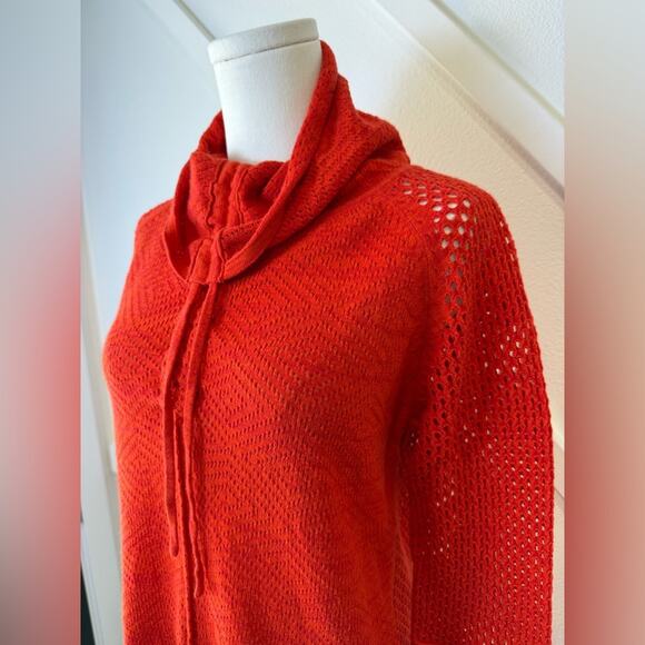 Prana Cedar Lightweight Cowl Neck Sweater In Fiery Red Orange Size Medium - Picture 3 of 12